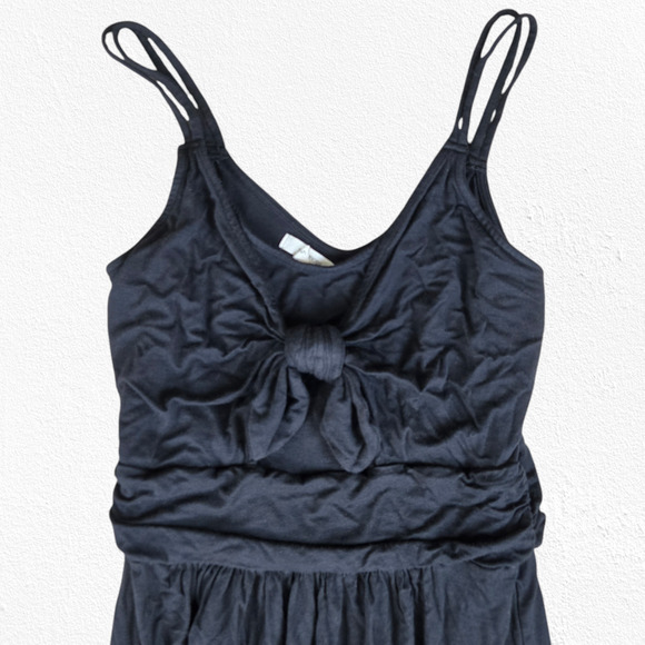 Maurices Black Knotted Front Spaghetti Strap Boho Long Maxi Dress Size Small - Picture 2 of 8